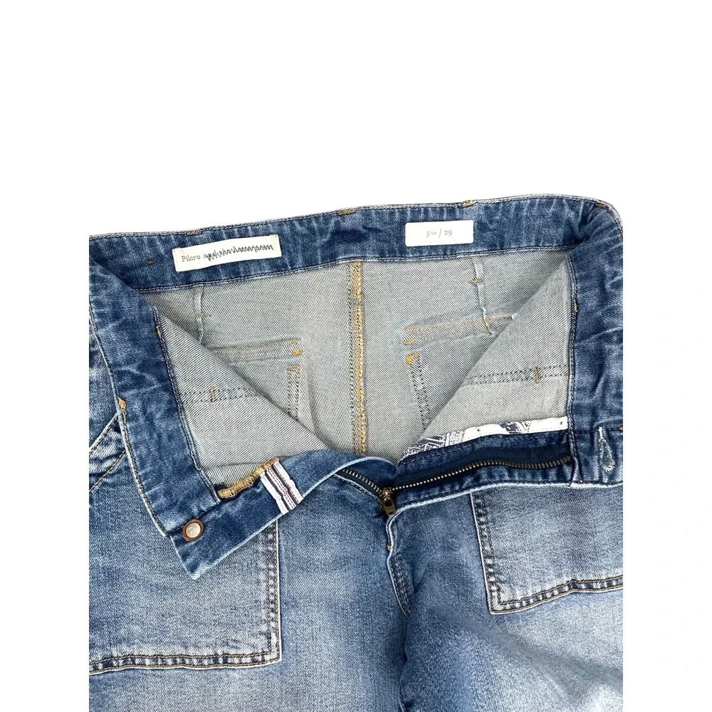 Anthropologie Pilcro High-Rise Crop Wide-Leg Jeans Size 29 blue boho utility